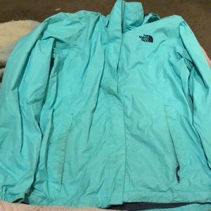 Worn north face rain jacket